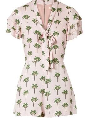 ALICE + OLIVIA Mini Palm Tree Pink Romper 4